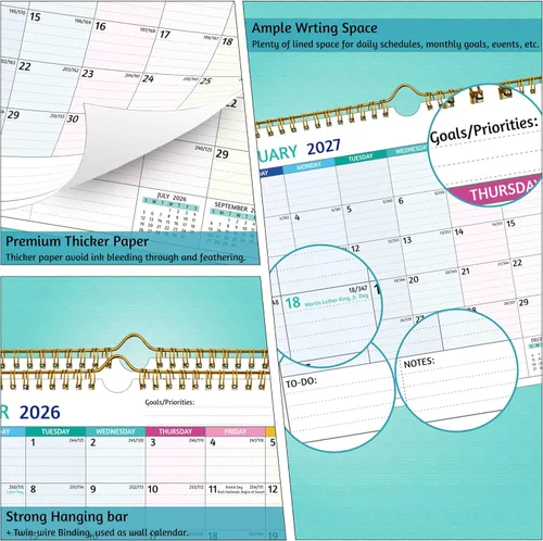 Vista 6 de Calendario de pared 2026-2028 – julio 2026 – junio 2028, calendario de 2 años 2026-2028, 11 x 8.5 pulgadas, calendario 2026 de 24 meses, calendario
