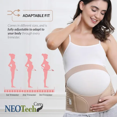 Vista 23 de NeoTech Care Cinturón de maternidad para embarazo, soporte para espalda, abdomen, cintura, pelvis (talla L, color marfil)