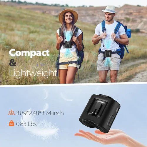 Vista 6 de Ventilador de cintura portátil, batería recargable de 14500 mAh, ventilador de cinturón de enfriamiento de 67 horas, velocidad potente, rotación