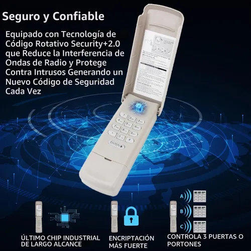 Vista 6 de Teclado remoto universal para apertura de puerta de garaje, repuesto para Chamberlain Liftmaster Genie Lineal Multi-Code Sears Craftsman Stanley