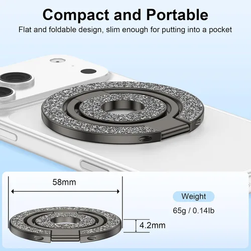 Vista 8 de Anillo magnético para teléfono MagSafe Grip, soporte magnético de doble cara para iPhone Air 17 16 16e 15 14 13 12 Pro Max Mini Plus, soporte