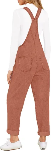 Vista 2 de LookbookStore - Overol de mezclilla elástico e informal para mujer, pantalones y pechera con bolsillos