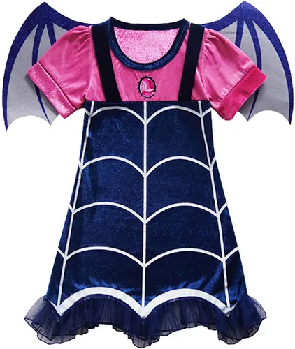 Vista 2 de GJDAMFD Disfraz de Vampirina, ropa de vestir con diadema para niñas pequeñas