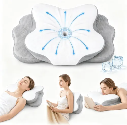 Vista 10 de Almohada cervical para el cuello para dormir, almohada ergonómica para dormir acogedora, almohada de espuma viscoelástica sin olor suave para dormir