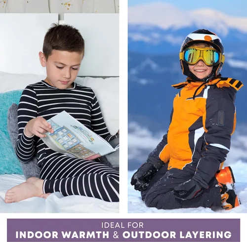 Vista 4 de Rocky Ropa interior térmica para niños, ropa interior larga para niños, capa base para clima frío/esquí