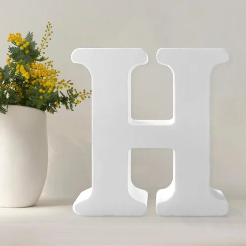 Vista 14 de Letras de madera de 4.3 pulgadas, letras blancas de madera sin terminar para injerto, letras de madera para decoración de pared, letras pie