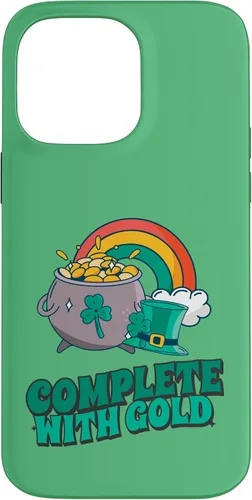 Vista 21 de iPhone 16 completo con oro - Funda con diseño de arcoíris y fortuna