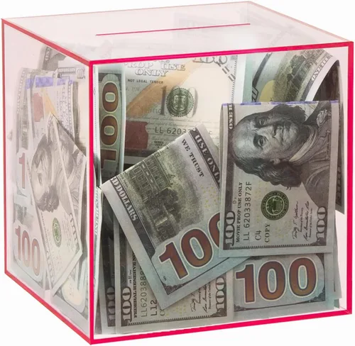 Vista 8 de Alcancía transparente para adultos/niños, caja de dinero de acrílico que no se puede abrir para ahorrar dinero en efectivo y monedas, debe romperse
