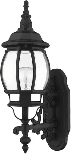 Vista 3 de Livex Lighting 7520-04 - Farol de pared para exteriores con pantallas de vidrio biselado transparente, negro, 21 x 7 x 21 pulgadas