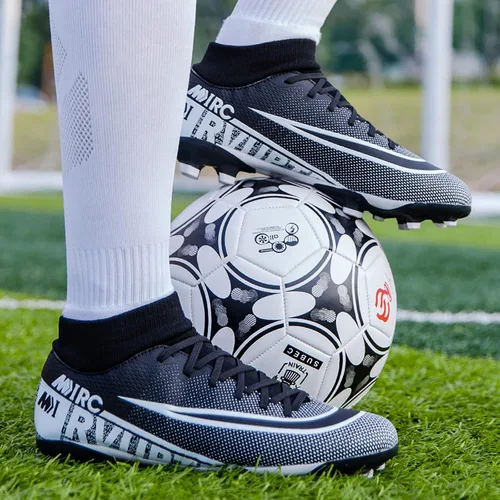 Vista 3 de Qzzsmy Tacos de fútbol para hombre, zapatos de fútbol atléticos para caminar, tacos Ag para entrenamiento al aire libre