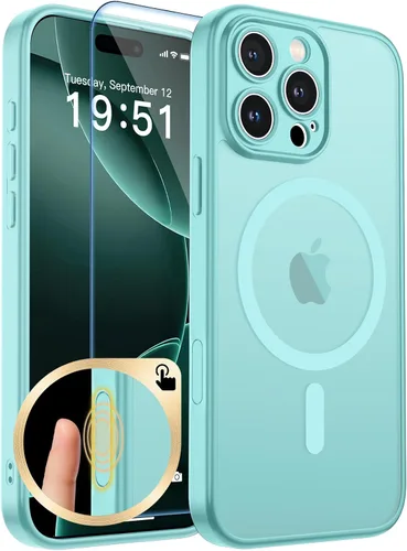 Vista 114 de zapica Funda magnética para iPhone Air, con protector de pantalla de vidrio templado, compatible con MagSafe, translúcida mate, a prueba de golpes