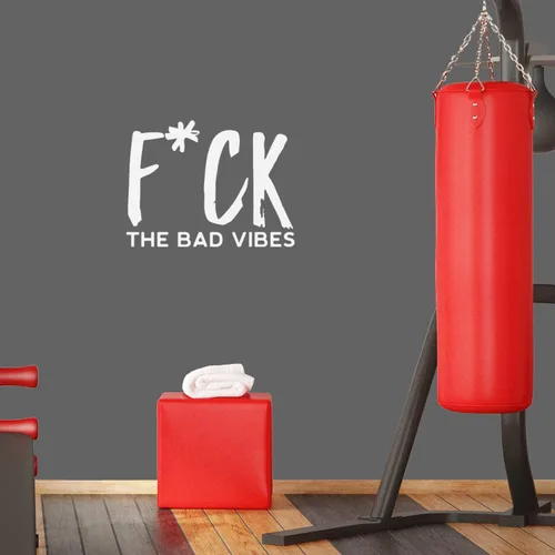 Vista 2 de F*ck The Bad Vibes - Calcomanía de vinilo para pared, 16.5 x 22 pulgadas, motivadora, positiva, sarcástica, para adultos, para oficina, cafetería