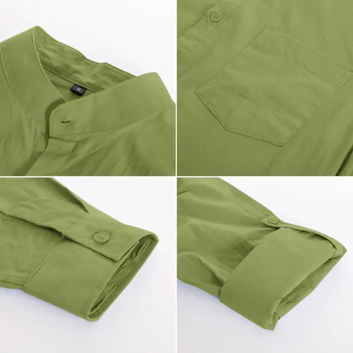 Vista 5 de PJ PAUL JONES Camisas Henley de algodón para hombre, de manga larga, casuales, ligeras, con bolsillo