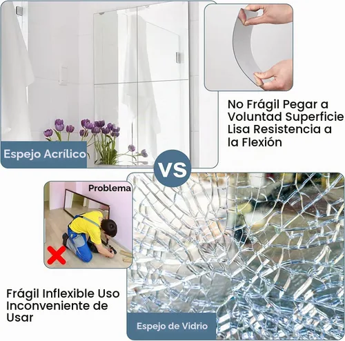 Vista 4 de JUNEBRUSHS Paquete de 4 Espejos Acrílicos Autoadhesivos, Azulejos de Espejo de 12X 12 Pulgadas, Láminas de Espejos de Plástico Flexibles Adhesivas a