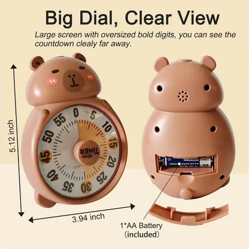 Vista 5 de Cute Visual Timer for Kids, Kids 60 Minute Countdown Timer for Teaching, Silent Time Management Tools for Home Classroom Office Kitchen, Desk Timer