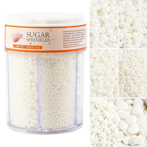Vista 13 de KASVAN Chispas de perla negra, mezcla de 6 tamaños para decorar pasteles, 230g/8.1oz, decoraciones de pastel para hornear, aderezos de helado y Negro