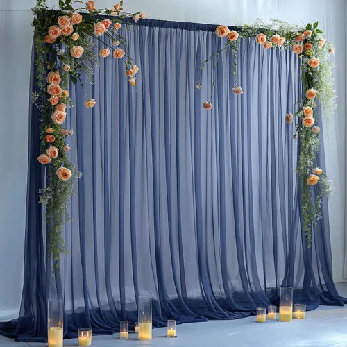 Vista 17 de Cortina de telón de fondo de tul azul bebé de 10 x 10 pies para fiestas, cortinas de fondo transparentes para bodas, baby shower, baby shower