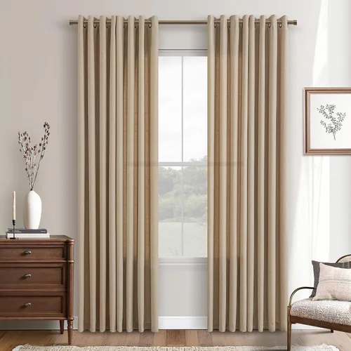 Vista 72 de Cortinas de avena con ojales DUKIYO de 96 pulgadas de largo para sala de estar, comedor, juego de 2 paneles, cortinas de arena y beige