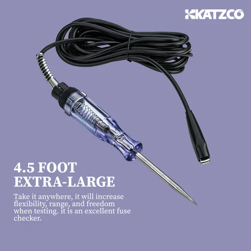 Vista 5 de Probador de continuidad de voltaje y corriente – 6-12 V CC – 24 V CA – Resistente – Cable de 54 pulgadas – Luz indicadora – Probador eléctrico