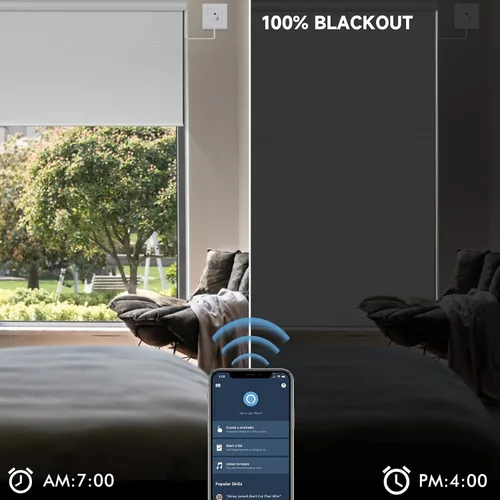 Vista 2 de Graywind Persianas enrollables opacas inteligentes compatibles con la aplicación remota Alexa Google, control de voz, persianas motorizadas