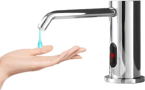 Vista 7 de Dispensador automático de jabón para fregadero de cocina, dispensador de jabón líquido integrado sin contacto negro mate con dispensador de jabón
