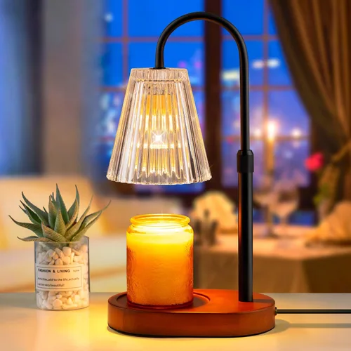 Vista 9 de Lámpara calentadora de velas con temporizador, velas eléctricas, calentadores de cera, lámparas de vidrio para tarros, quemador, altura ajustable