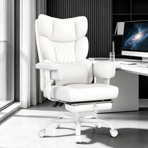 Vista 8 de Misolant Silla de oficina grande y alta con reposapiés, silla de escritorio ejecutiva de respaldo alto con reposabrazos de elevación ajustable Todo