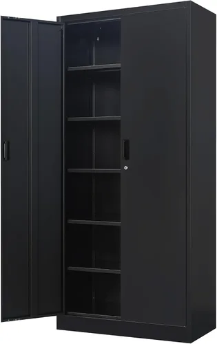 Vista 56 de BESFUR Armarios de almacenamiento de metal con estantes y puertas, armario de almacenamiento con cerradura de 36" de altura para oficina en casa