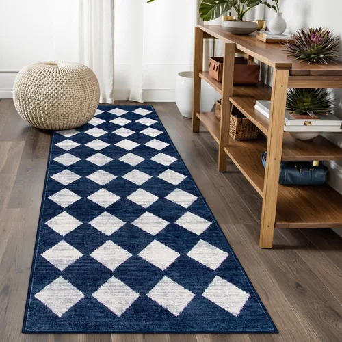 Vista 29 de Lahome - Tapete con diseño de entramado marroquí, a cuadros, pequeño, suave y antideslizante, moderno, resistente a las manchas, para puerta Negro