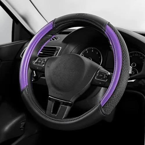 Vista 11 de Skechers Funda para Volante Air-Cooled, Funda para Volante de Automóvil de Cuero de Malla Air-Cooled, Ajuste Universal 14" 1/2-15", Protector de Azul