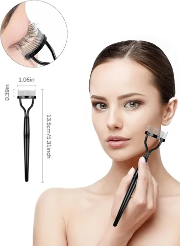 Vista 3 de EBANKU 7 Uds. Herramientas de cepillo de peine de pestañas, cepillo de cejas, peine separador de pestañas, herramienta profesional para cejas
