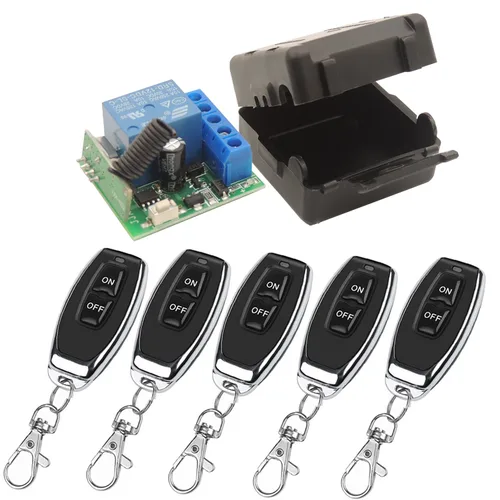 Vista 10 de DieseRC Interruptor de control remoto inalámbrico universal de 433 Mhz CC 12 V 1 CH RF Relé receptor módulo con 1 transmisor, interruptor remoto