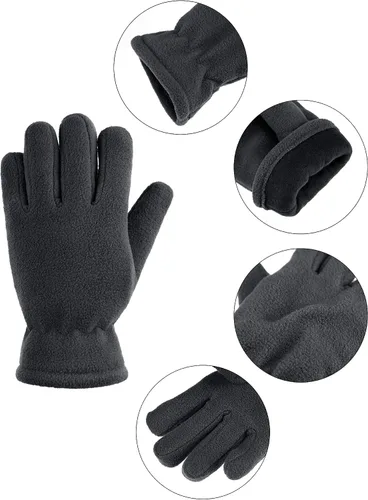 Vista 3 de 3 pares de guantes de invierno de forro polar para niños, guantes cálidos de dedos completos para niños, niñas, niños, suministros de actividades al