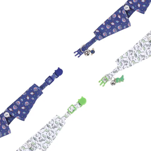 Vista 3 de Juego de 2 collares de gato con corbata de moño y campana para gatito ajustable de seguridad