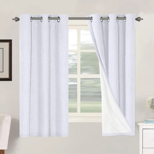 Vista 201 de H.VERSAILTEX Cortinas 100% opacas con aislamiento térmico, texturizadas, de lino, con bloqueo completo de calor y luz, para sala de estar y Negro