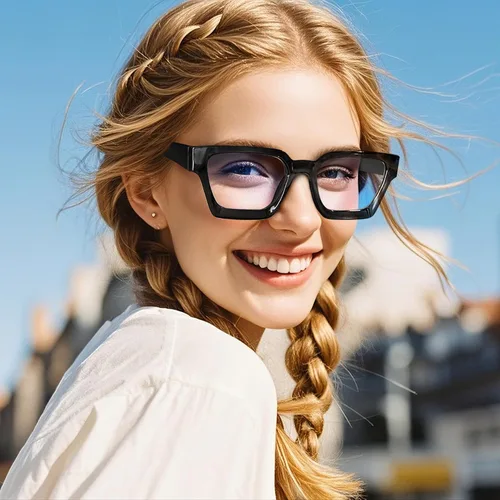 Vista 2 de YDAOWKN Gafas de bloqueo de luz azul de gran tamaño para mujer, marco rectangular, moda elegante, preppy antifatiga ocular