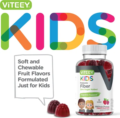 Vista 2 de Viteey Fibra prebiótica para niños para aliviar el estreñimiento, apoyo a la regularidad de la salud digestiva, soporte natural de peso, fibra