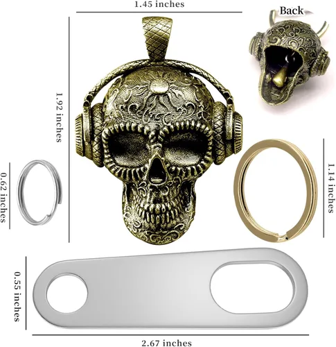 Vista 2 de Llavero de motocicleta Guardian Luck Bell Rock Skull Biker Gremlin Bell Car Llavero Accesorios con colgador de campana de motocicleta