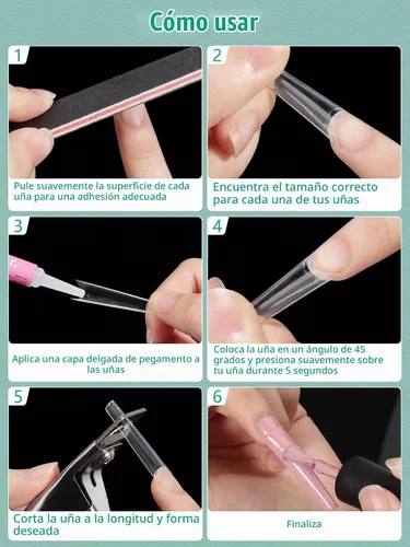 Vista 7 de LIONVISON Puntas de uñas cuadradas XL: 480 puntas de uñas extra largas sin