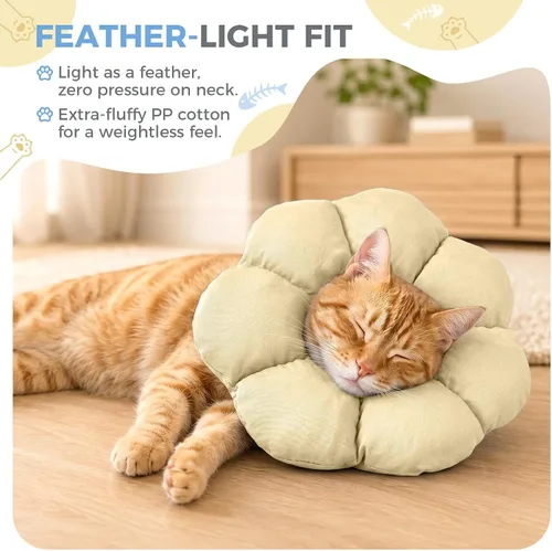 Vista 2 de Avont Soft Cat Cone S Apricot Post-Surgery Anti-Lick Ajustable Albaricoque