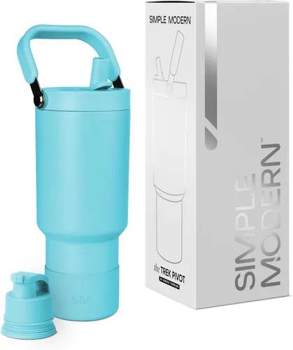 Vista 53 de Simple Modern Trek Pivot Vaso con pajita abatible de 30 oz con asa Botella de agua y protector Tapas intercambiables de pajita y para beber