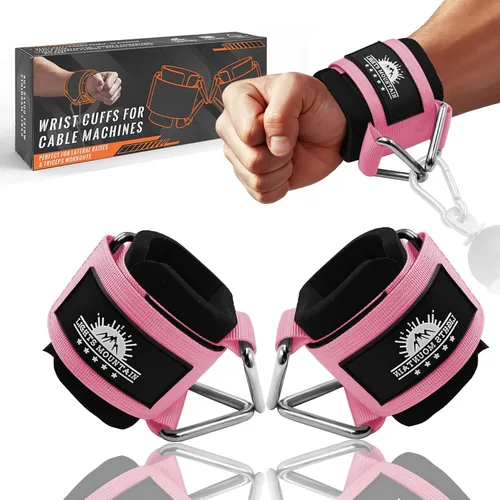 Vista 9 de Puños ajustables para muñeca de neopreno con correas acolchadas para equipos de entrenamiento de fuerza con máquinas de cable
