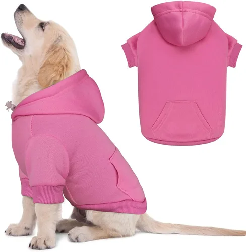 Vista 20 de Sudadera con capucha para perros pequeños, ropa de forro polar cepillado suave y liso, sudadera con capucha para mascotas con bolsillo (café-XS)