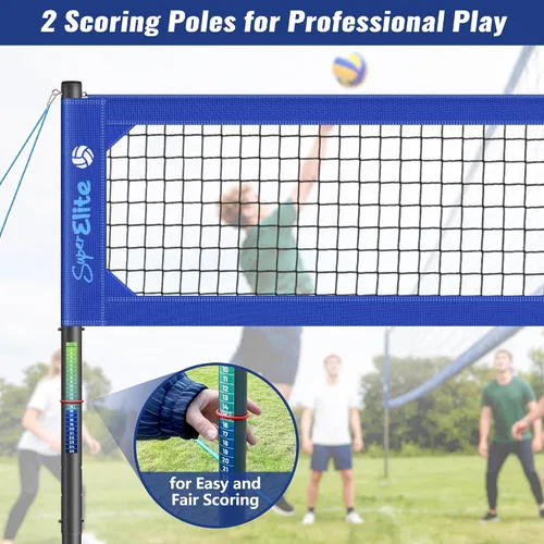 Vista 9 de Professional Volleyball Net Set Heavy Duty for Outdoor Backyard Portable with Aluminum Scoring Poles, Nets System, Adjustable Regulation Height