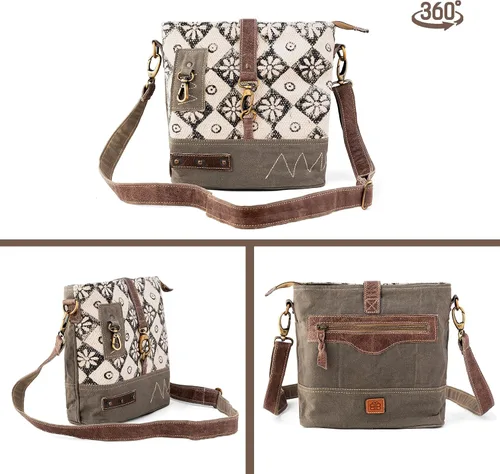 Vista 3 de 3B SHOUZO Messenger and Shoulder Bag - Upcycled Vintage Canvas & Leather