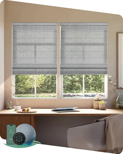 Vista 21 de Yoolax Persianas Romanas con Filtrado de Luz para Ventanas, Persianas Romanas Opacas Sin Cables, Muestra de Tela (Multicolor)