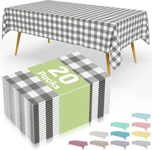 Vista 42 de Smiry 8 paquetes de manteles desechables Gingham, 54 x 108 pulgadas, manteles de plástico impermeables rectangulares en diseño a cuadros