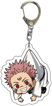 Vista 5 de Colgante de llavero de Jujutsu Kaisen Itadori Yuji Satoru Anime de doble cara transparente acrílico colgante llavero colgante Transparente 2 inches