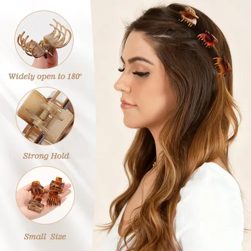 Vista 2 de 16 pinzas pequeñas para el cabello para mujeres y niñas, pinzas de garra mate duraderas para cabello fino, pinzas de agarre fuerte para cabello