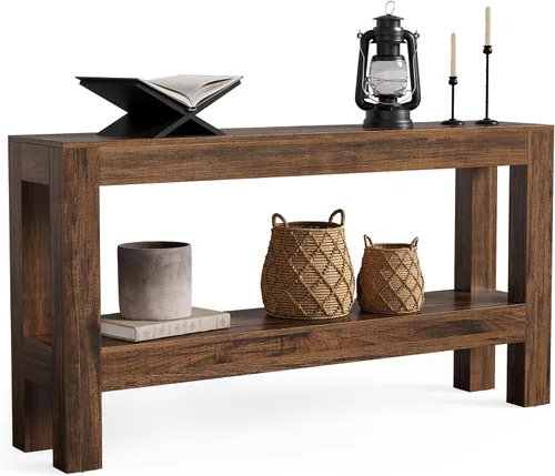 Vista 8 de LITTLE TREE - Mesa de consola de 63 pulgadas en negro para entrada, mesa estrecha y larga de madera para sala de estar, pasillo, sofá, entrada